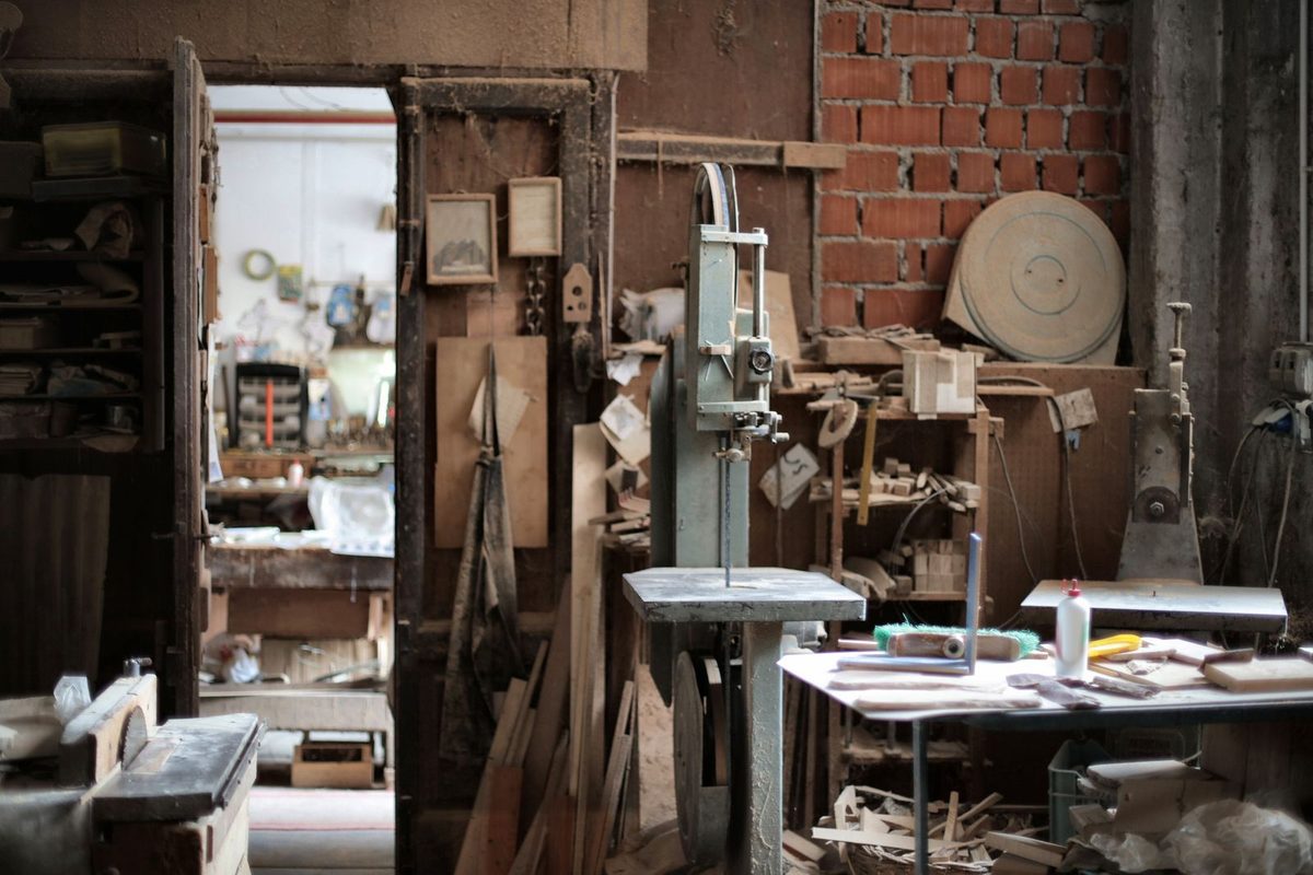 Interior of an old woodworking shop