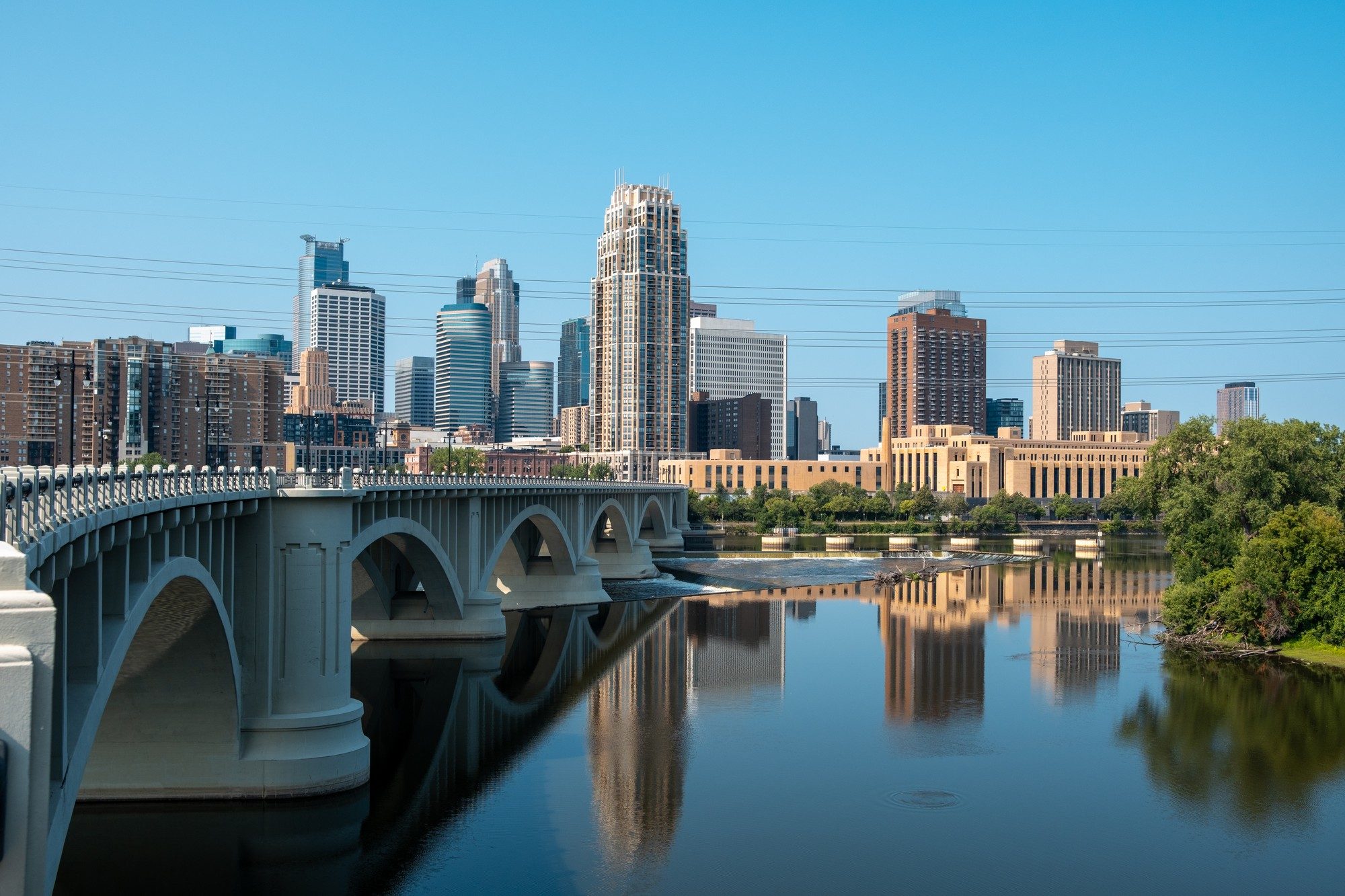 Downtown Minneapolis skyline across the Mississippi River